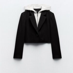 Zara cropped hooded blazer